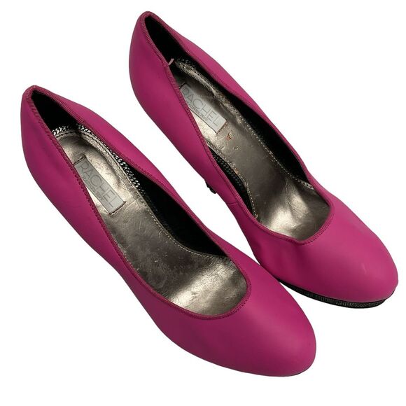 RACHEL Rachel Roy Keedan Spiked High Heel Pumps Size 8.5 Pink Black Closed Toe‎ - Picture 1 of 14